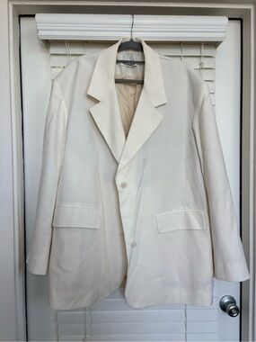 Raey wool and silk Cream Single-Breasted Blazer